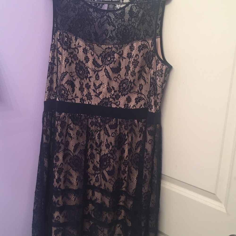 Navy and beige dress